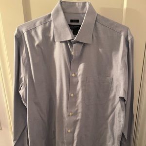 Long sleeve blue dress shirt with French cuffs